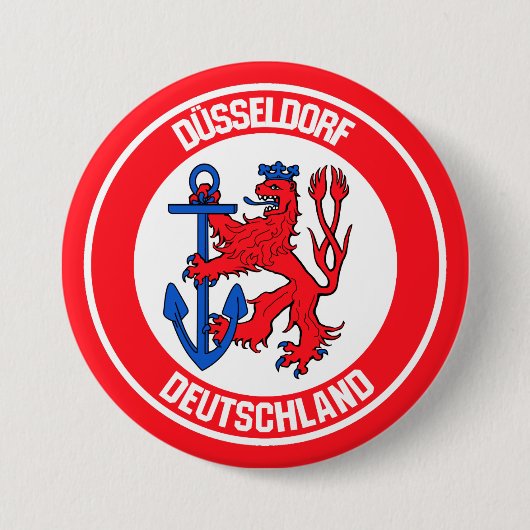 Düsseldorf Round Emblem Ronde Button 7,6 Cm (Voorkant)