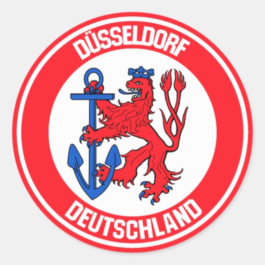 Düsseldorf Round Emblem Ronde Sticker (Voorkant)