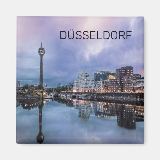 Dusseldorf Skyline Germany Holiday Sunset Souvenir Magneet (Voorkant)