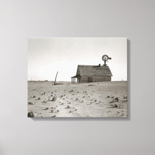 Dust Bowl-boerderij, 1938. Oude foto Canvas Afdruk