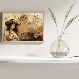 Dust Dream Western Girl's Self Love Quote Poster