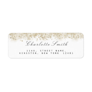 Dust Star Gold White Sepia RSVP Retouradres Etiket