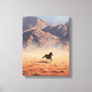 Dust Storm Mustang Mountain Schilderij Canvas Afdruk