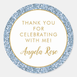 Dusta Blue Gold Glitter Hartelijk dank voor uw fee Ronde Sticker
