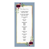 Dustblauw bruinbloementrouwprogramma reclamekaart (Achterkant)