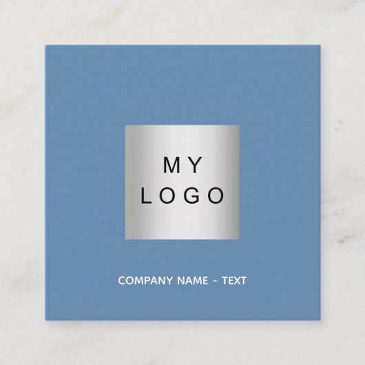 Dustblauw QR-code minimalistisch Vierkante Visitekaartje (Voorkant)