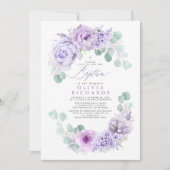 Dustel lichte paarse bloemen Eucalyptus Baptisme Kaart (Voorkant)