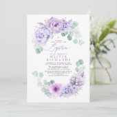 Dustel lichte paarse bloemen Eucalyptus Baptisme Kaart (Staand voorkant)
