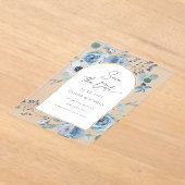 Dustemoerblauwe bloemgoudmakerij Sla de datum op Acryl Uitnodigingen (Laagn)