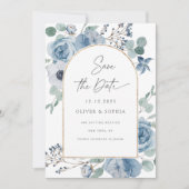 Dustemoerblauwe bloemgoudmakerij Sla de datum op Kaart (Voorkant)