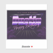 Dustin Nom Prénom lila retro Sticker (Feuille)