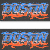 Dustin Vorname Name Graffiti Aufkleber Sticker (Voorkant)