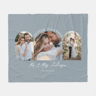 Dustoerblauwe boog met multi-foto trouwcadeaudecor fleece deken