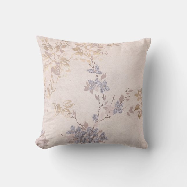  DUSTRIE PINK GOLD BLUE FLORAL CUSHION KUSSEN (Voorkant)