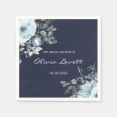 Dusty and Navy Blue Botanical Floral Vrijgezellenf Servet (Voorkant)