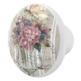 Dusty and rustic decoratived botanical Stripped Keramische Knop