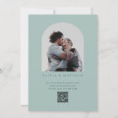 Dusty Aqua Arch Wedding | Nautische foto + QR-code Kaart (Achterkant)