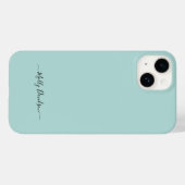 Dusty Aqua Simple Minimalist Script Aangepaste naa Case-Mate iPhone Case (Achterkant (horizontaal))