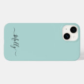 Dusty Aqua Simple Minimalist Script Aangepaste naa Case-Mate iPhone Case (Achterkant (horizontaal))