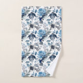 Dusty Baby Blue  Floral Pattern Bad Handdoek (Handdoek)