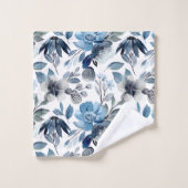 Dusty Baby Blue  Floral Pattern Bad Handdoek (Wasdoekje)