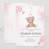 Dusty Baby shower rose invitation pour fille (Devant / Derrière)