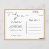 Dusty Beige Elegant Script Chic Weddenschap Bedank Briefkaart (Achterkant)