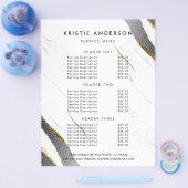 Dusty Black Gold White Marble Pricing & Services Flyer (Enkel)