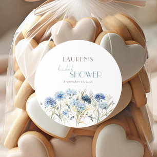 DUSTY Blauw Beige Wildflower Vrijgezellenfeest Ronde Sticker