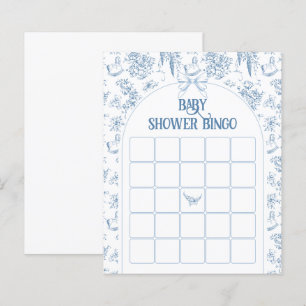 Dusty Blauw Bloemen Baby shower Bingo Spel