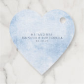 Dusty Blauw Bloemen Groen Liefde Hart Bruiloft Bedankjes Labels (Achterkant)