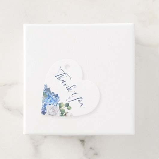 Dusty Blauw Bloemen Groen Liefde Hart Bruiloft Bedankjes Labels (In situ)