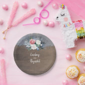 Dusty Blauw en Blush Rustiek Land Bruiloft Papieren Bordje (Feest)