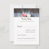 Dusty Blauw en Blush Rustiek Land Bruiloft RSVP (Voorkant)