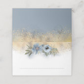 Dusty Blauw en Goud Glitter Bloemenbruiloft (Buitenkant ongevouwen)