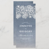 Dusty Blauw en  Kant Bruiloft Programma's (Voorkant / Achterkant)