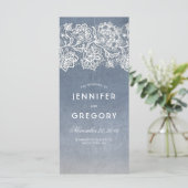 Dusty Blauw en  Kant Bruiloft Programma's (Staand voorkant)