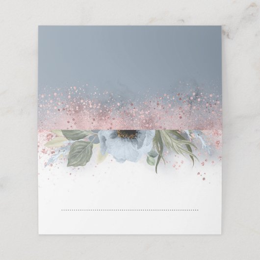 Dusty Blauw en Roos Gouden Glitter Bruiloft (Buitenkant ongevouwen)