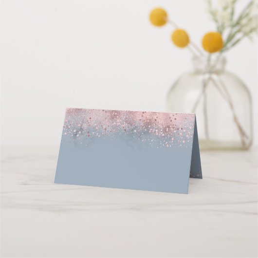 Dusty Blauw en Roos Gouden Glitter Bruiloft (Achterkant)