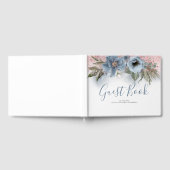 Dusty Blauw en Roos Gouden Glitter Bruiloft Gastenboek (Volledig)