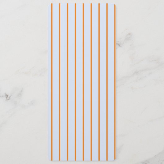 Dusty blauw en sinaasappel Letter Bruiloft menu (Achterkant)