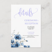 Dusty Blauw en wit bloemen bruiloft details Informatiekaartje (Voorkant)