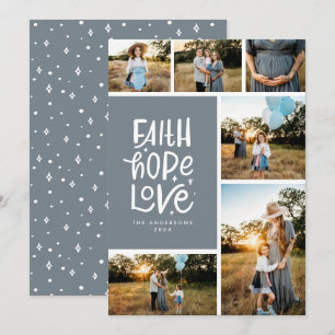 Dusty blauw geloof hoop liefde meerdere Foto Feestdagenkaart