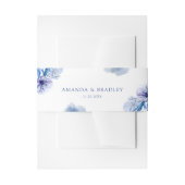 Dusty Blauw & Goud Glitter Bloemen Rustieke Bruilo Uitnodigingen Wikkel (Voorkant Voorbeeld)