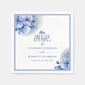 Dusty Blauw Goud Glitter Elegante Rustieke Bruilof Servet (Voorkant)