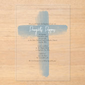 Dusty Blauw Grieks Orthodoxe doop jongen Acryl Uitnodigingen (Voorkant)