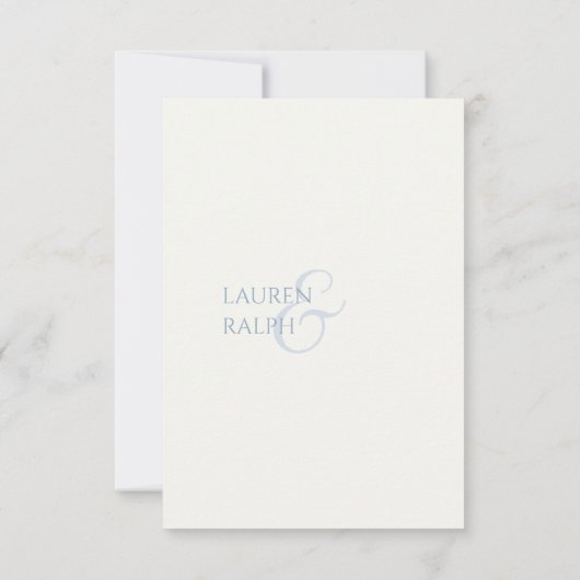 Dusty Blauw & Ivoor Monogram Bruiloft RSVP (Achterkant)
