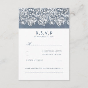 Dusty Blauw Kant Bruiloft RSVP