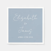 Dusty Blauw Modern Minimalistisch Script Bruiloft Servet (Voorkant)