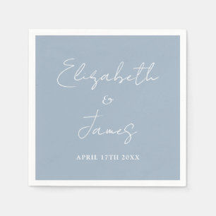 Dusty Blauw Modern Minimalistisch Script Bruiloft Servet